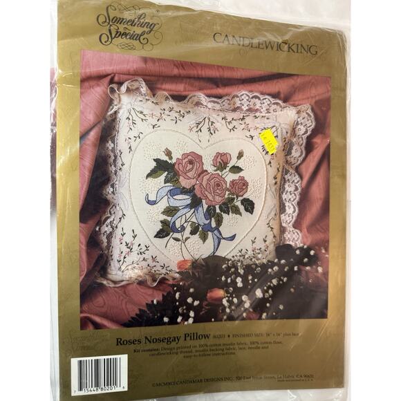 Vintage Something Special Roses Lace 14x14 Pillow Embroidery Kit 80201 - Picture 1 of 4